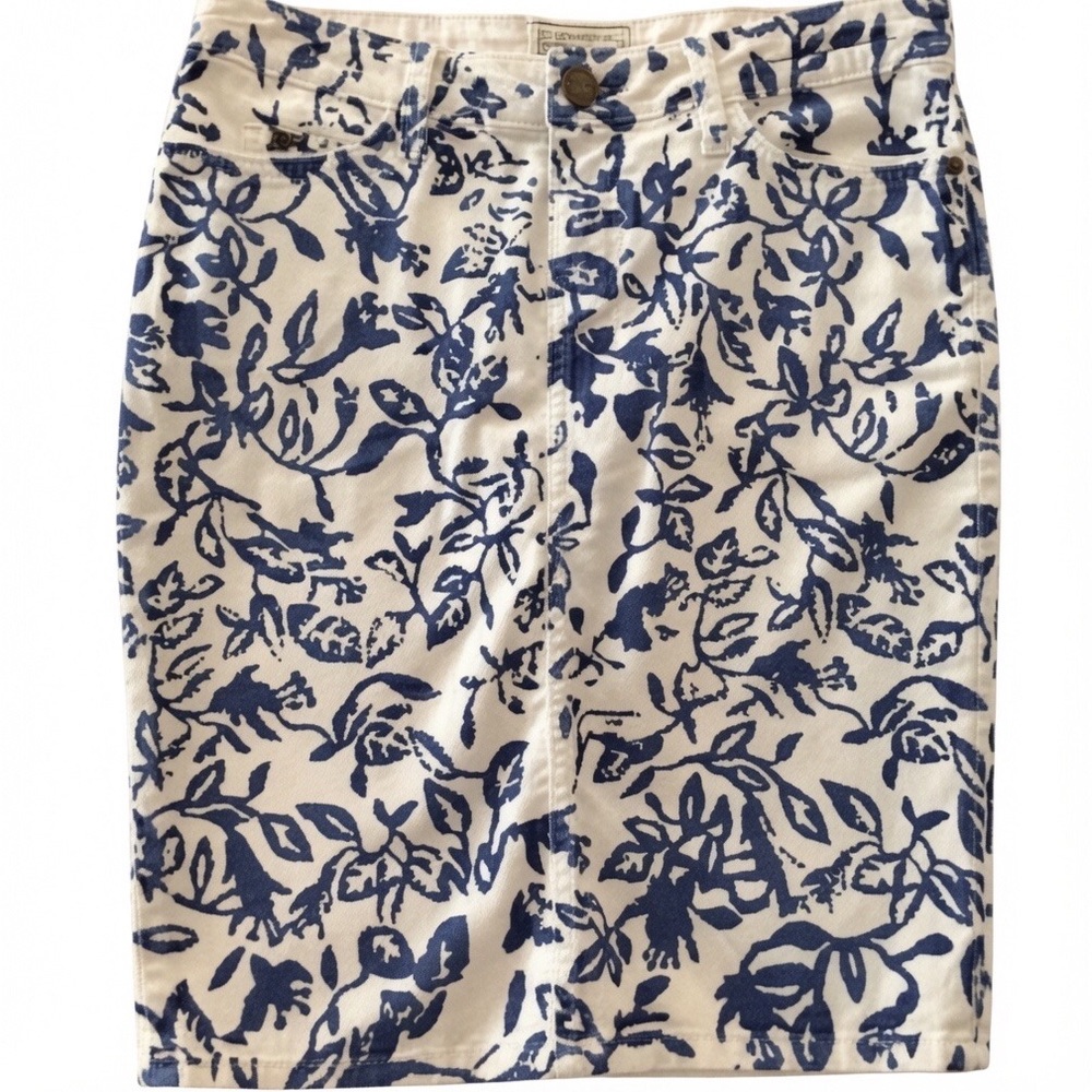 DVF Current/Elliott Cream Skirt with Blue Floral Print